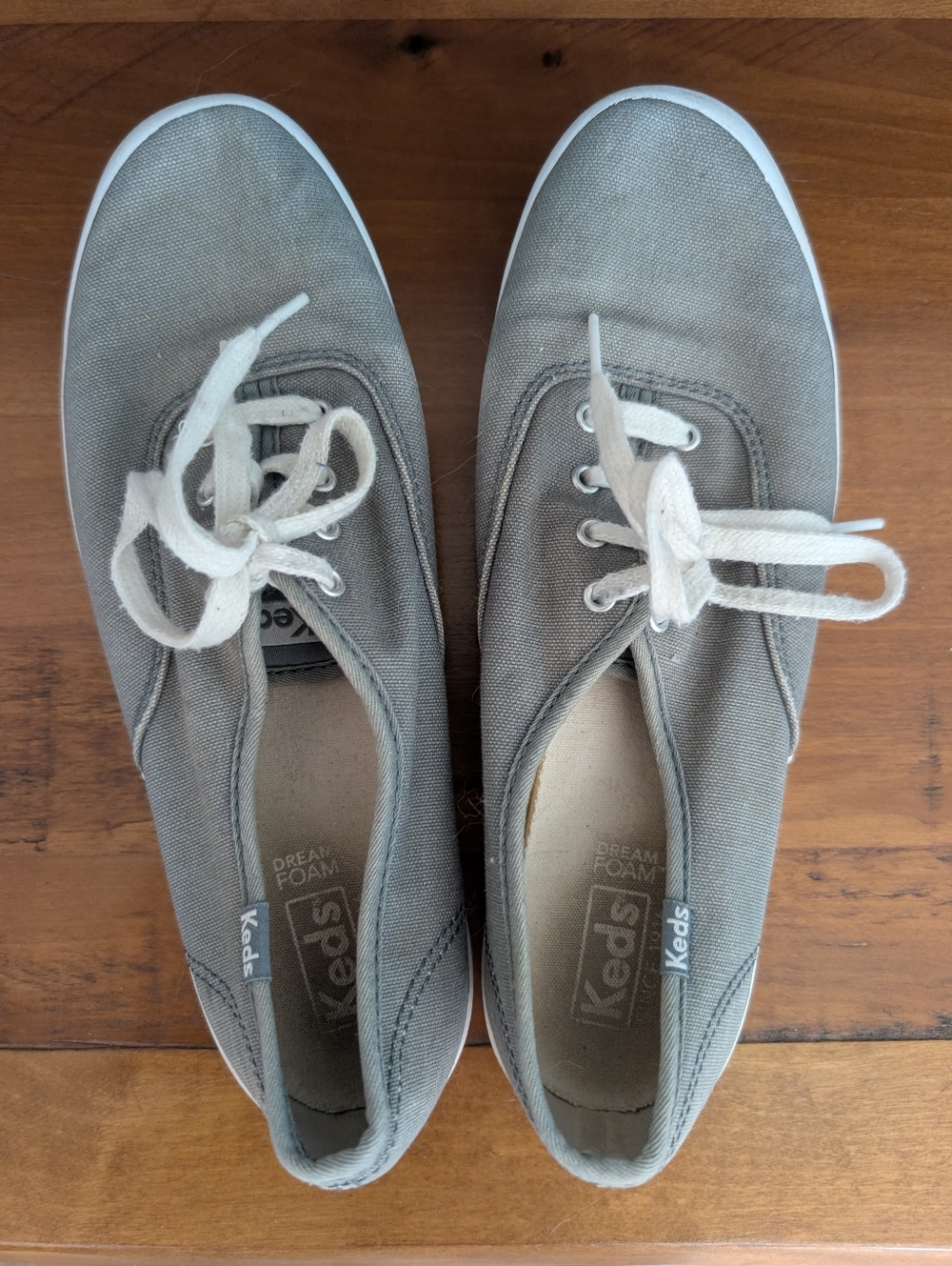 Keds Canvas Lace-Up Sneakers In Faded Green